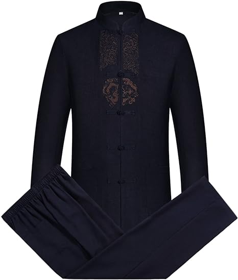Kung Fu Suit Sets Mens Chinese Tang Suit Hanfu Martial Arts Clothes Shirt Traditional Uniform Tops Bottoms