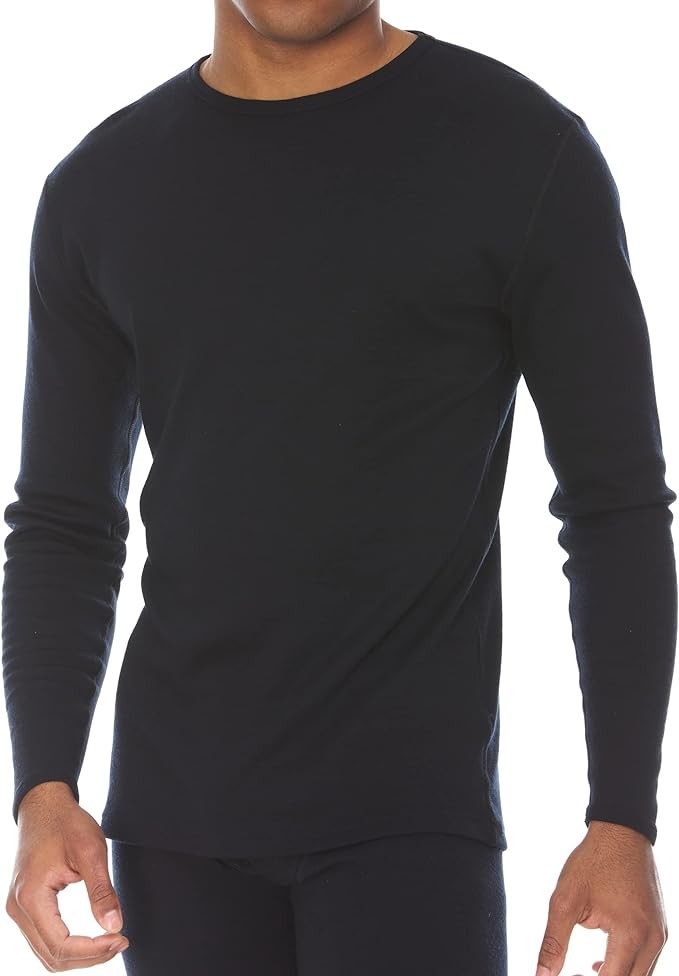 Men's Midweight 100% Merino Wool Crew Long Sleeve Shirt - Anti Odor - Hiking Base Layer - Active Wear Undershirt