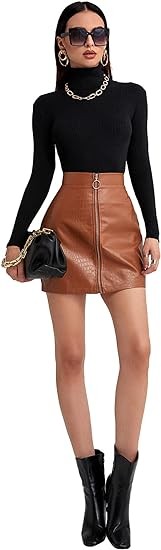 SweatyRocks Women's Long Sleeve Turtleneck Ribbed Knit Pullover Sweater Top