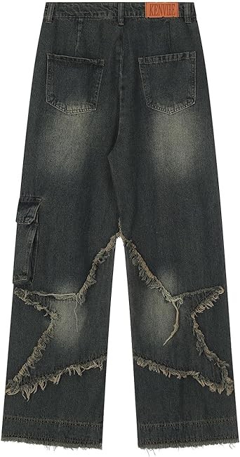 Aelfric Eden Mens Patchwork Jeans Women High Waisted Vintage Straight Trousers Streetwear Jeans