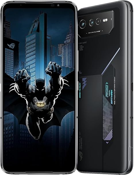 ASUS ROG Phone 6 Batman Edition Cell Phone, 6.78” FHD+ 2448x1080 165Hz, 6000mAh Battery, 50MP/13MP/5MP Triple Camera, 12MP Front, 12GB RAM, 256GB Storage