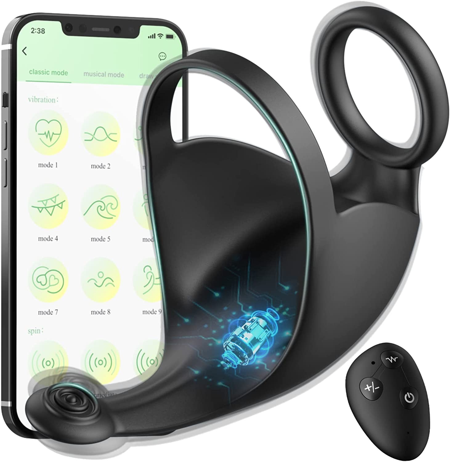 APP & Remote Control Vibrating Penis Rings, Silicone Stretchy Vibrating Cock Ring 9 Vibration Modes, 3 in 1 Male Masturbators Penis Training Male Vibrator, Sex Toys for Men