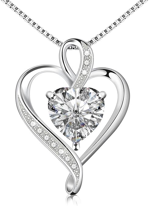 925 Sterling Silver Necklace - Exquisite Silver Jewelry for Women - Heart Pendant Silver Necklace - Birthday, Anniversary, Valentine's Day Gift for Women, Wife, Mom, Girlfriend, Lady