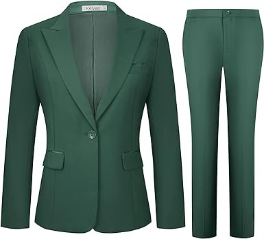 Kelyaa Women's 2 Piece Business Office Suit Lady Peaked Lapel Slim Fit One Button Blazer Jacket and Pants Set