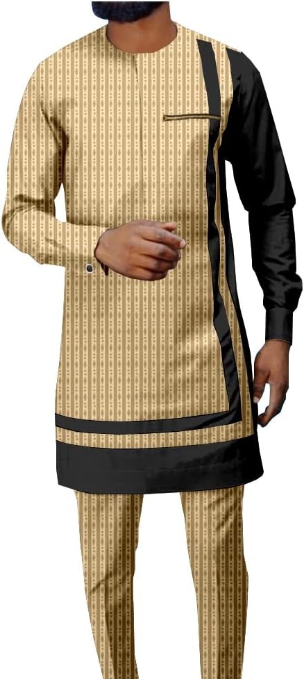 African Suits for Men Dashiki Shirts and Pants 2 Piece Set Long Sleeve Plus Size Tracksuit Outfits
