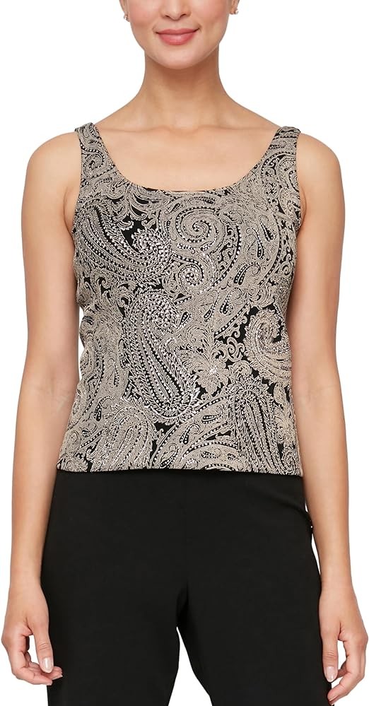 Alex Evenings Women's Jacket and Scoop Tank Top Twinset (Petite and Regular Sizes)
