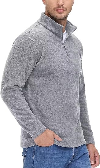 TACVASEN Men's Pullover Shirts 1/4 Zip Fleece Sweatshirts Long Sleeve Mid-Weight Running Athletic Workout Coat