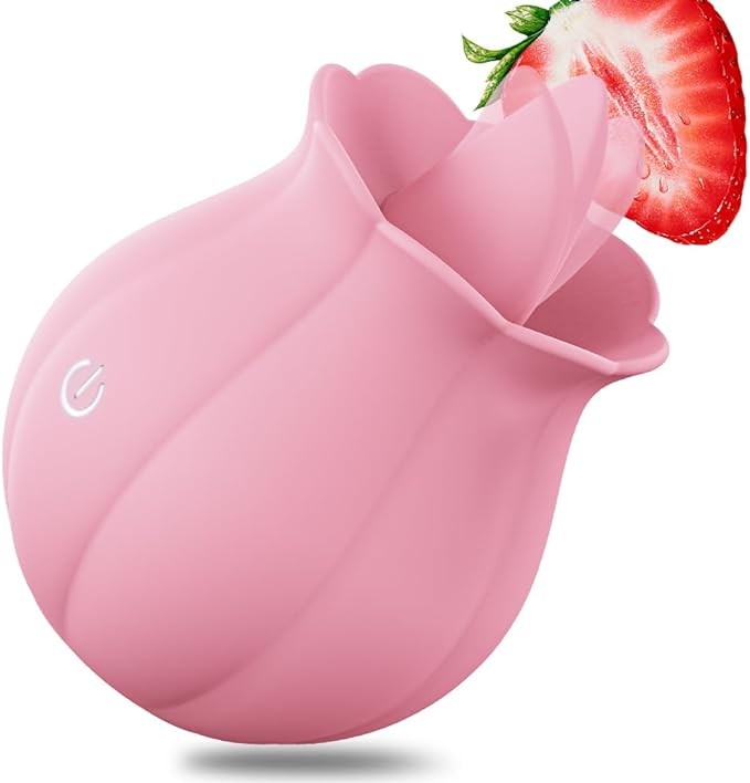 Sex Toy Rose Vibrator - Realistic Tongue Flower Vibrator with 10 Tongue Licking Modes G-Spot Vibrator for Adult Games Clitoral Nipples Penis Anal Stimulator Licking Device for Male and Female (Pink)