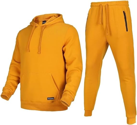 Megub fleece hooded outfits,tracksuit for men 2 pieces,casual sweatsuit set jogging suit outwear
