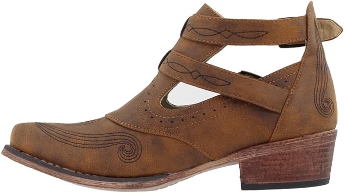 ROPER Womens Willa Snip Toe Casual Boots Ankle Low Heel 1-2" - Brown