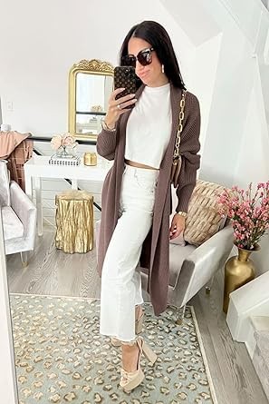 LILLUSORY Women's Oversized Slouchy Knit Chunky Open Front Sweater Coat with Pockets