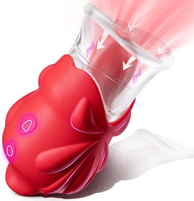 Vibrator Rose Sex Toy for Women - 2 in 1 Licking & Sucking Nipple Toy Sex Toys Clits Vibrators, 10 Tongue Licking 10 Suction Modes for Female Clitoral Stimulation, Adult Toys for Women Couple