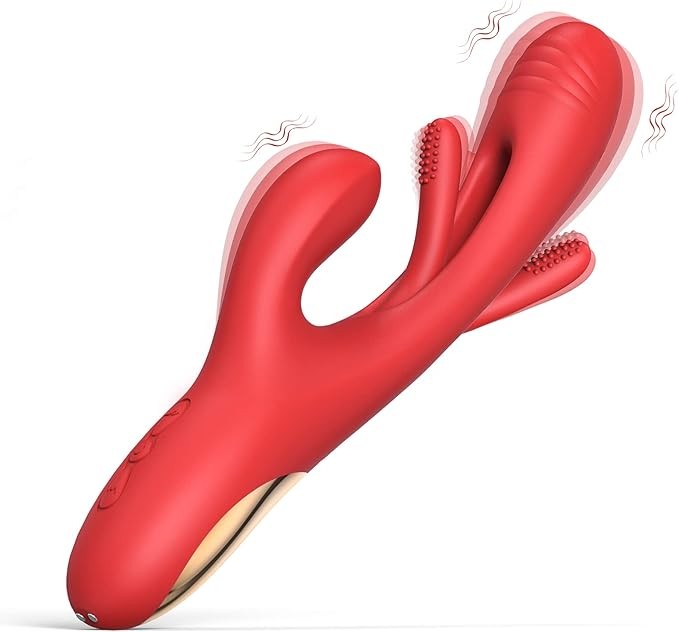 G Spot Rabbit Vibrator Dildo Sex Toy for Women, Vibrator Massager with 7 Tongue Flapping 7 Vibration Modes for Nipple Anal Stimulation, Waterproof Female Adult Sex Toys, Pink Dildo