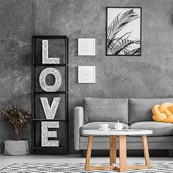 HBlife 4 Pcs Independent Crystal Letters, Glam Diamond Letters Love Decor, Silver Glass Decoration for Wall Table Fireplace and Shelf