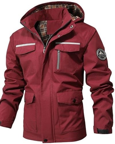 BVNVC Men's Spring and Fall Casual Thin Section Windbreaker Men's Nedium-Length Hooded Sports Jacket Outdoor