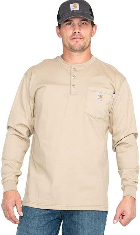 Carhartt Men's Flame Resistant Force Cotton Long Sleeve Henley