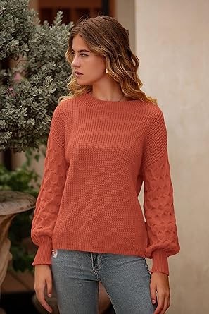PRETTYGARDEN Women's 2023 Winter Pullover Sweater Casual Long Sleeve Crewneck Loose Chunky Knit Jumper Tops Blouse