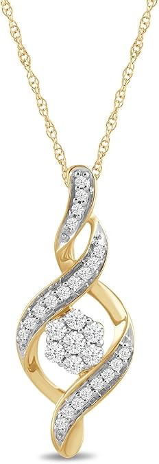 Amazon Essentials 10K Diamond Twist Pendant Necklace (1/4 cttw)