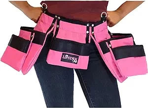 Pink Tool Belt For Women. Keep Your Gardening and Home Improvement Tools Within Hands Reach. Ladies Stylish Belt W/Pouches Carry Your Supplies W/You. Use It For Leisure Or Take It To Work (Adult)