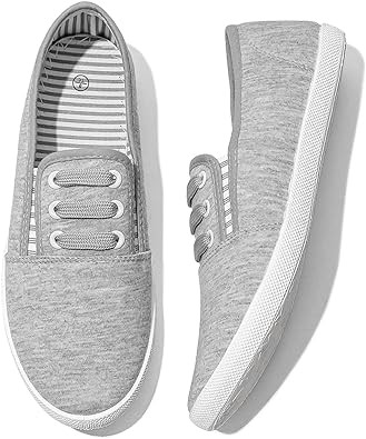 Women's Canvas Slip on Sneakers Casual Slip on Walking Shoes Womens Tennis Shoes Flat Dress Shoes Non Slip Work Shoes