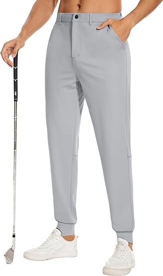 Jim League Men's Golf Joggers Pants Belt Loops Slim Fit Stretchy Sweatpants Work Travel Dress Casual Tapered Pants Quick Dry Black