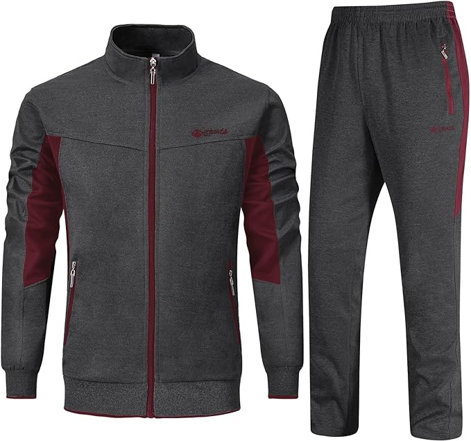 Rdruko Men's Tracksuit Athletic Full Zip Casual Sports Jogging Gym Sweatsuit