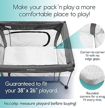 hiccapop Pack and Play Mattress Pad for (38"x26"x1.5"), Playpen Pad, Playard Mattress for Pack and Play, Pack N Play Mattress Topper with Carry Bag and Washable Cover, New 1.5" Thick