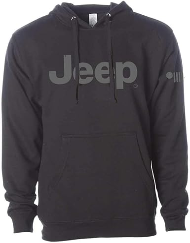 Detroit Shirt Company Mens Jeep® Text Hoodie Hooded Sweatshirt with front pouch Black