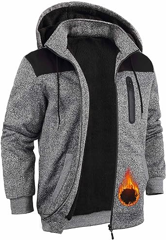 Xsylxgc Hoodies for Men Heavyweight Sherpa Lined Jackes Full Zip Fleece Winter Jacket
