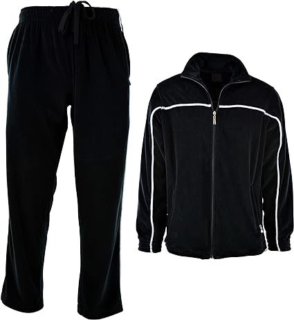 The JDP Co. Mens Velour 2 Piece Tracksuit Set Casual Wear Full Zipper