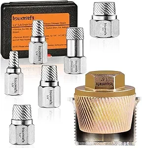 BSUXMAFG 1.5" Tub Drain Extractor, 6PCS Pipe Nipple Extractor, Remove The Old, Broken, Stubborn, Rusted Drain Tub Bathtub Stopper, Strong Grab Plumbing Tools with Solid Storage Case