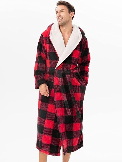 DAVID ARCHY Men's Soft Fleece Plush Robe Full Length Long Bathrobe