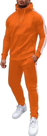 COOFANDY Tracksuit Mens with Zipper Pockets Full Zip Hoodie Sweatsuit 2 Pieces Running Jogging Sports Casual Sweat Suits