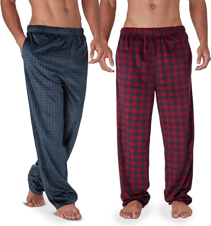 Dockers Fleece Pajama Pants for Men, 2 Pack Lounge Sleepwear PJs with Pockets