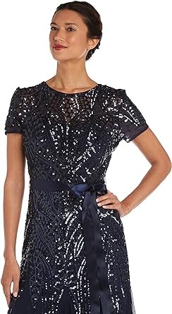 R&M Richards Women's Plus Size Long Beaded Gown