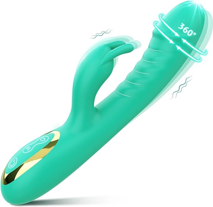 360° Rotation Sex Toys with 10 Vibrating Modes & 3 Rotating Modes, Clitoris G-spot Vibrator for Breast Nipples Vaginal Butt Plug Stimulation, Realistic Dildos Adult Toy for Women (Robin Egg Blue)