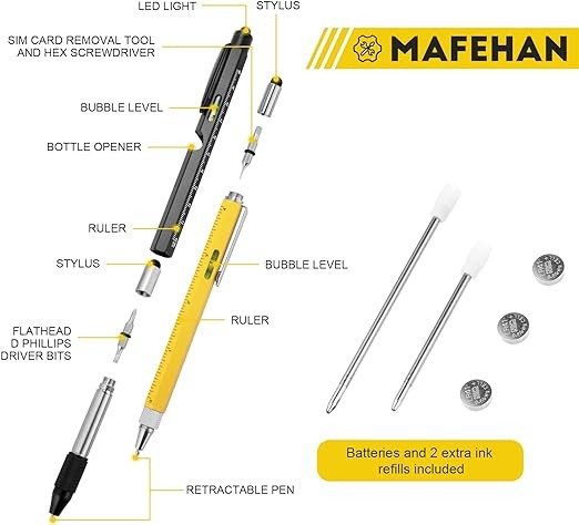 Christmas Gifts for Men, MAFEHAN 10 in 1 Multi Tool Pen Set Gifts for Dad Men Grandpa, Stocking Stuffers for Men Adults, Mens Gifts for Christmas, Cool Gadgets for Men, Birthday Gifts for Men