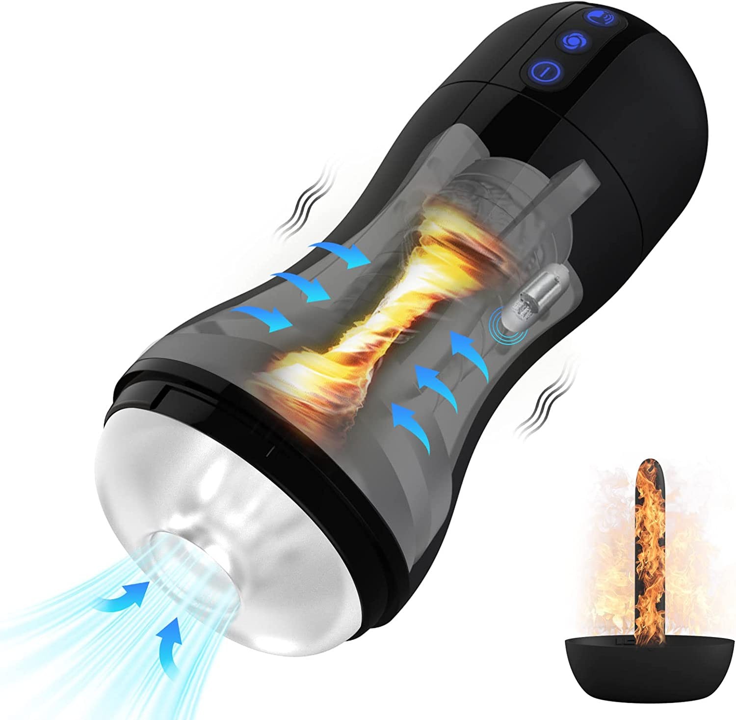 Automatic Masturbation Cup, Male Sucking Toy with 3 Speeds, 3 Sucking and 7 Vibration Modes, Hands-Free Pocket Pussy Masturbator with Heater
