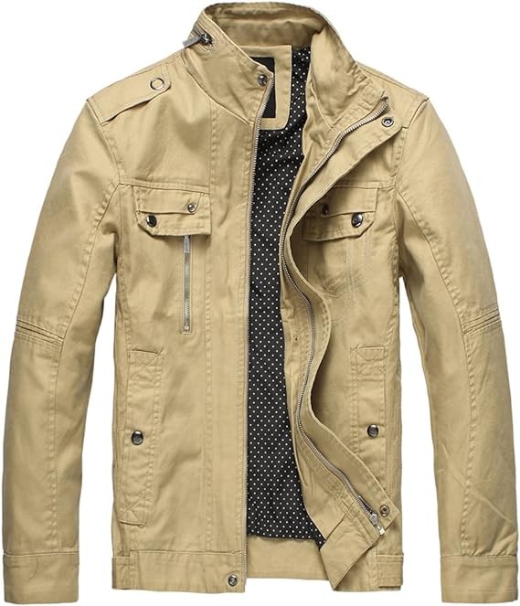 wantdo Men's Cotton Lightweight Jacket Military Jacket Casual Field Coat Windbreaker