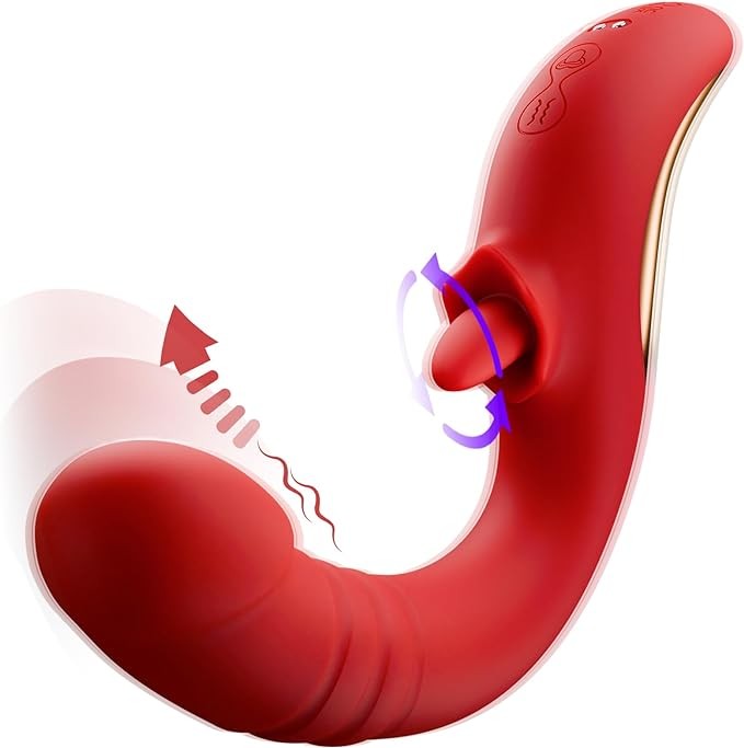 Thrusting Vibrator, Dildo Vibrators Female Sex Toys with 9 Thrusting & 10 Tongue Licking Patterns, G Spot Vibrator Women Sex Toy Dildos Adult Toys for Women Clitoral Vibrator, Adult Sex Toys & Games