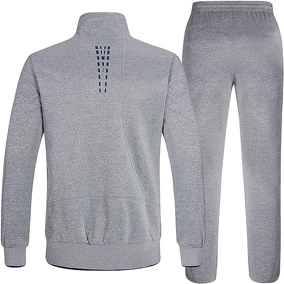 BASUDAM Men's Track Suits Set 2 Piece Long Sleeve Warm Up Tracksuits Zip-Front Athletic Casual Running Jogging