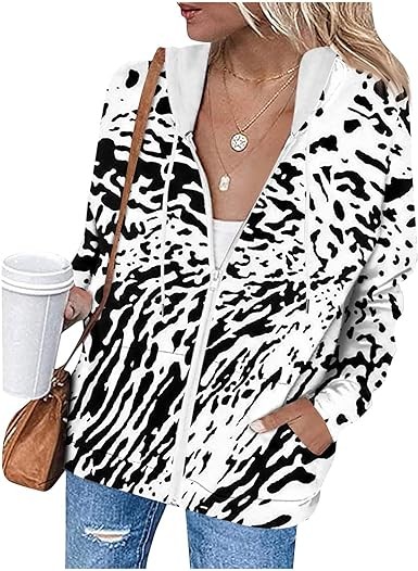 Womens Long Coat,Women's Casual Fashion Printed Long Sleeve Pullover Hoodies Zipper 2023 Trendy Printed Jacket For Women