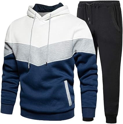 Tebreux Men's Jogging Tracksuit 2 Piece Athletic Outfit Hoodie Sports Sweatsuit Pullover Suit Sets