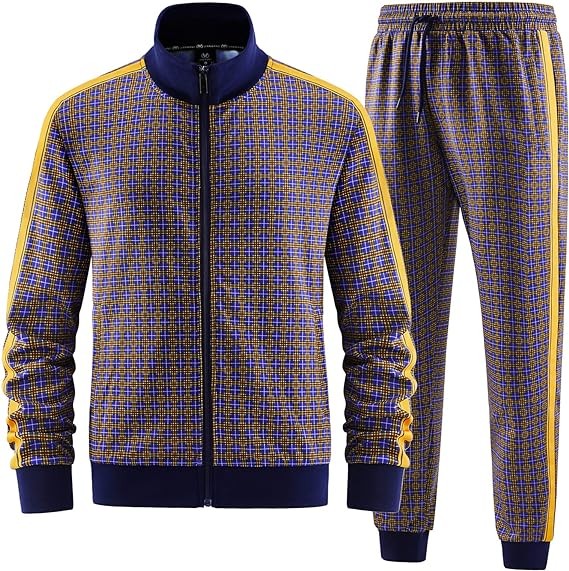 ANOTWENER Men's Track Suits 2 Piece Stand-up Collar Long Sleeve with Double Side Pockets Jacket and Sweatpants