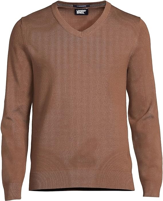 Lands' End Men's Classic Fit Fine Gauge Supima Cotton V-Neck Sweater
