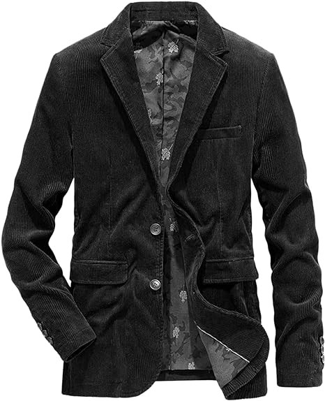 chouyatou Men's Vintage Casual Work Wear Corduroy Suit Blazer Jacket Sport Coat