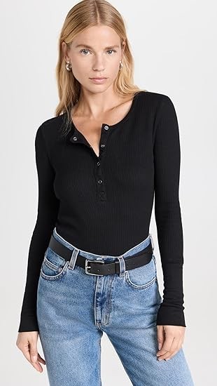 Splendid Women's Long Sleeve Thermal Henley Shirt