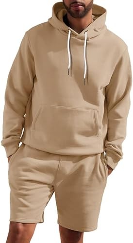 JMIERR Mens 2 Piece Outfits Hoodie Sweatshirt Tracksuit Joggers Shorts Sweatsuit Set with Pockets
