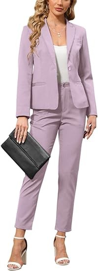 Partvece Women's 2 Piece Business Suit Set Office Outfits Slim Fit Blazer Pant Suits