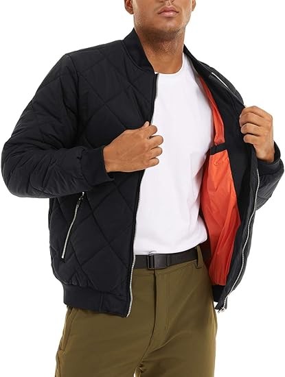 MAGNIVIT Men's Bomber Jacket Winter Fall Quilted Puffer Jacket Warm Padded Coats